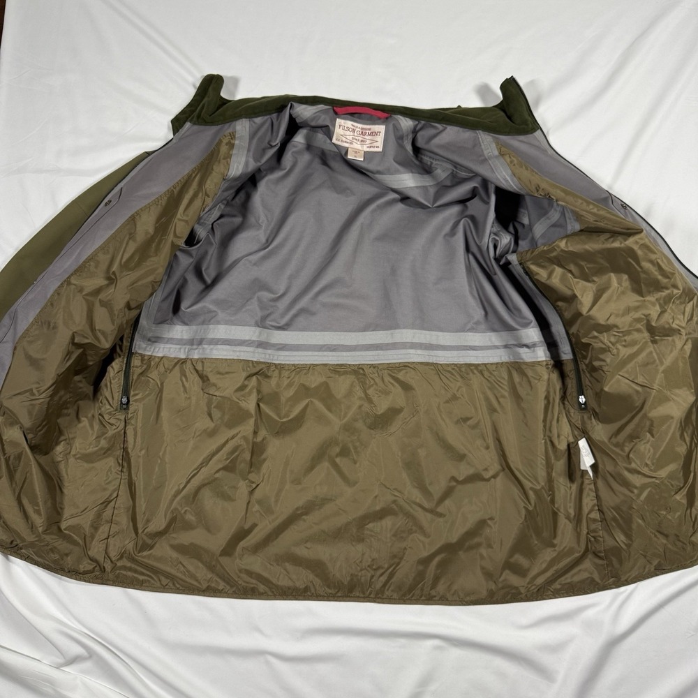 Filson Men's Size XL Green Nylon Vented Rain Liner Soft Shell Jacket NO HOOD - Picture 13 of 16